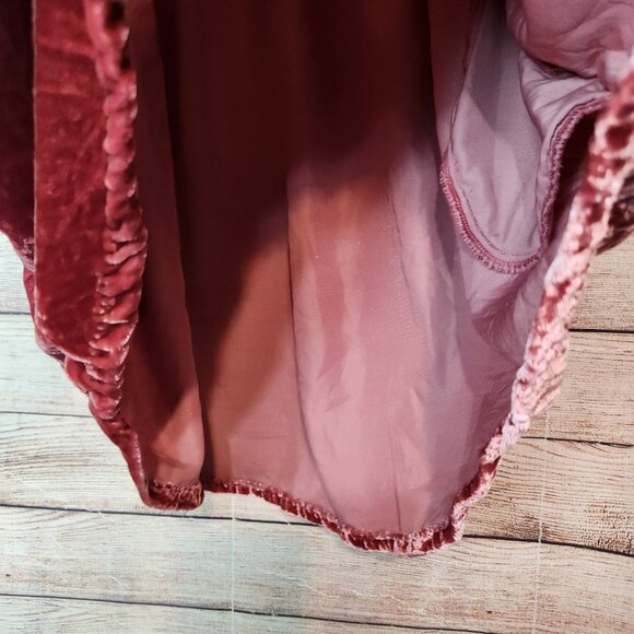 Free People Ivy Velvet Mini Dress Swing Flowy Boho Western Maroon Size XS/TP - Picture 7 of 16